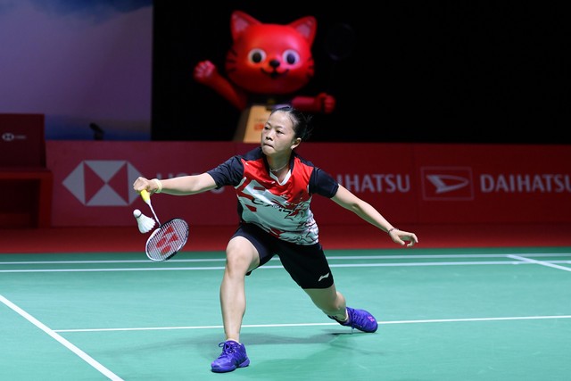 Tunggal putri Indonesia Fitriani pada Indonesia Masters 2021 di Bali International Convention Center, Bali, Selasa (16/11). Foto: Humas PP PBSI