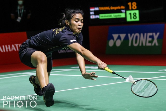 Tunggal putri Indonesia Gregoria Mariska Tunjung pada Indonesia Masters 2021 di Bali International Convention Center, Bali. Foto: Erika Sawauchi/Badmintonphoto/BWF