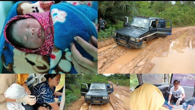 Proses persalinan Trisnawati dibantu oleh Bidan Puskesmas Sambi, Wihel. Foto: IST/InfoPBUN