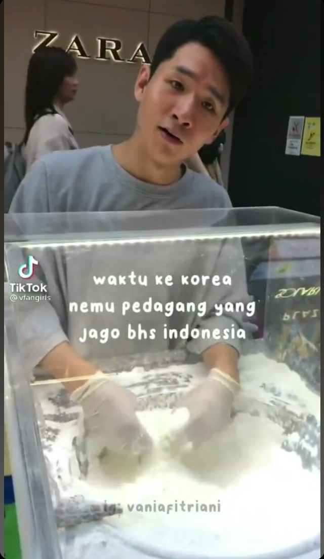 Penjual rambut nenek di Korea jago berbahasa Indonesia. (Sumber instagram/@resepyummy)