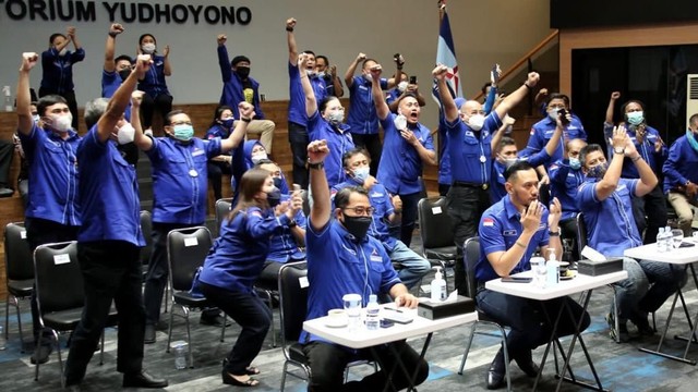 Suasana saat pengumuman Pengadilan Tata Usaha Negara (PTUN) menolak permohonan gugatan yang diajukan oleh KSP Moeldoko. Foto: Dok. Demokrat