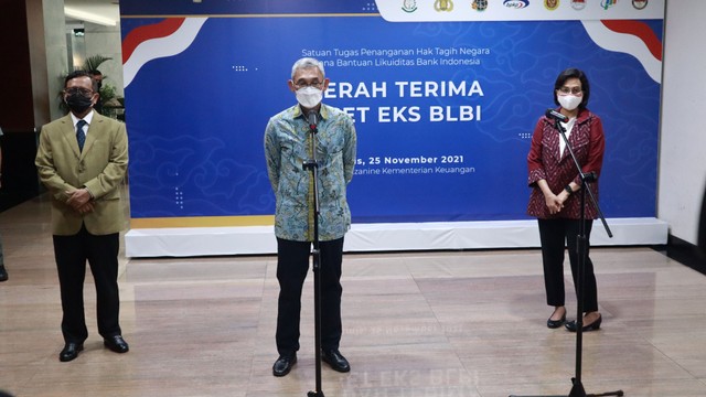 Menteri Keuangan Sri Mulyani pada acara serah terima aset eks BLBI. Foto: Dok. Kemenkeu