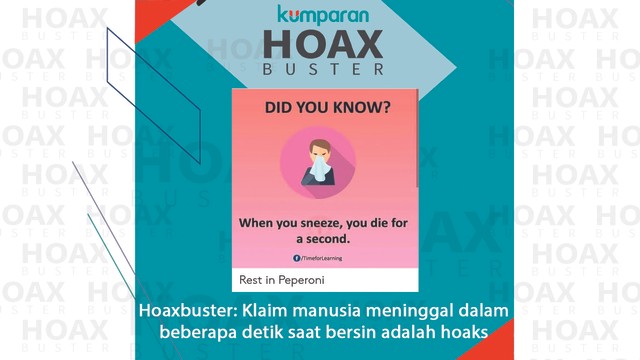 Hoaxbuster: Klaim manusia meninggal dalam beberapa detik saat bersin adalah hoaks  Foto: Dok. Istimewa