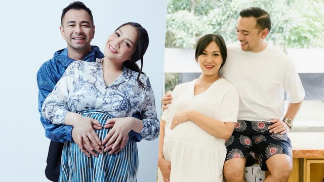 Nola dan Nagita Slavina melahirkan di hari yang sama. Foto: Instagram/@raffinagita1717 dan @thebaldys