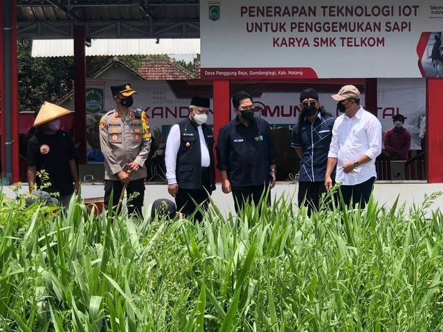 Menteri BUMN, Erick Thohir saat mengunjungi Kandang Komunal Digital di Gondanglegi, Kabupaten Malang, pada Sabtu (27/11/2021). Foto: dok