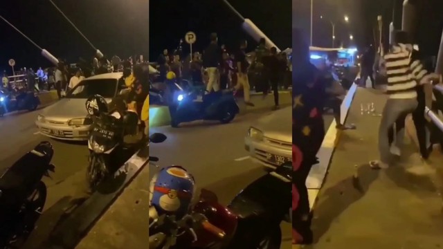 Tangkapan layar video yang beredar di media sosial oknum TNI terlibat perkelahian di Batam. Foto: Istimewa.