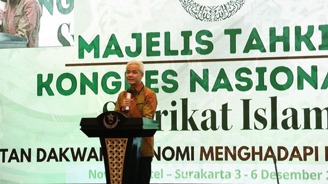 Gubernur Jawa Tengah Ganjar Pranowo di Kongres ke-41 Syarikat Islam. Foto: Pemprov Jateng