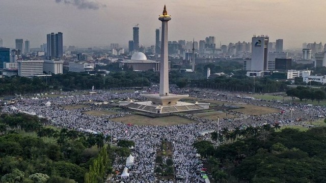 Suasana aksi reuni 212 di kawasan Monas, pada Desember 2019. ARUNA/ANTARA FOTO