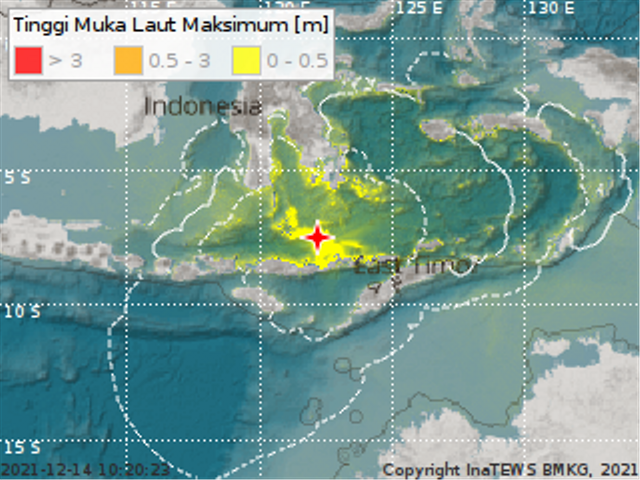 Peta Prakiraan Tinggi Muka Laut Maksimum. Foto: BMKG