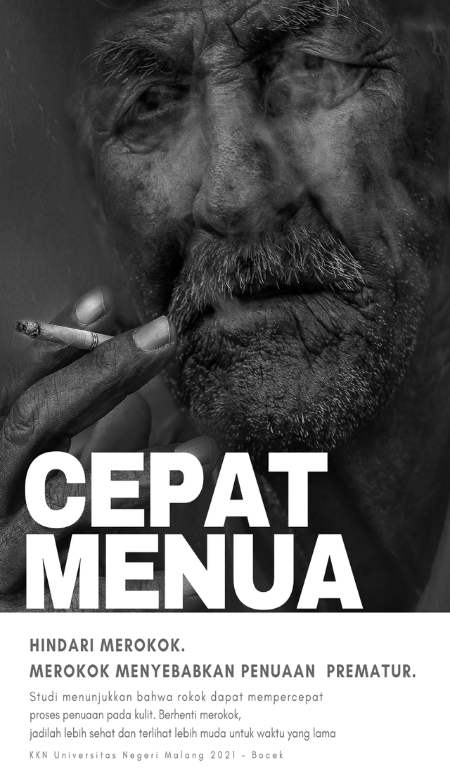 Poster bahaya merokok yang disusun oleh Mahasiswa KKN UM 2021