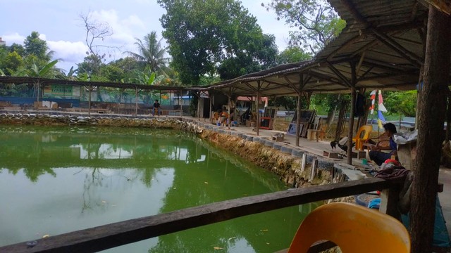 Sejumlah pengunjung memancing di Kolam Pancing 'Suka-Suka'. Foto: Zalfirega/kepripedia.com.