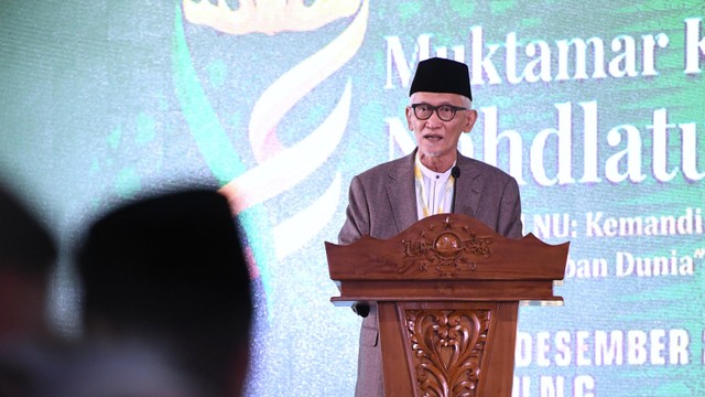 KH. Miftahul Akhyar di acara Muktamar Nahdlatul Ulama (NU). Foto: Lukas/Biro Pers Sekretariat Presiden