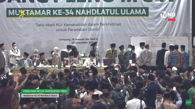 Suasana pemilihan caketum PBNU di Lampung. Foto: YouTube