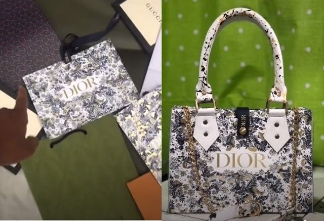 Paper bag Dior diubah menjadi tas mewah. Foto: Tangkapan Layar TikTok @wiralagabae