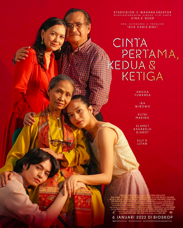 Film Cinta Pertama, Kedua & Ketiga akan tayang di bioskop pada 6 Januari 2022. Foto: Instagram @starvisionplus.