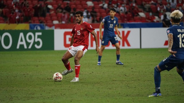 Timnas Indonesia saat menghadapi Thailand di leg pertama final Piala AFF 2020 di National Stadium, Singapura, Rabu (28/12). Foto: Dok. PSSI