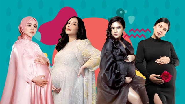 Kolase selebriti yang lakukan maternity shoot dengan tema glamour. Foto: Instagram