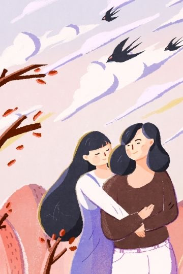 Ilustrasi ibu dan aku credit : pinterest