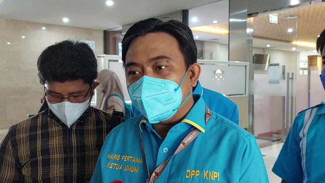 Ketua Umum DPP KNPI Haris Pertama di Bareskrim. Foto: Mirsan Simamora/kumparan