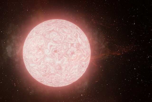 Ilustrasi seniman tentang bintang super raksasa berwarna merah SN 2020tlf yang meledak. Foto: Adam Makarenko/W. M. Keck Observatory