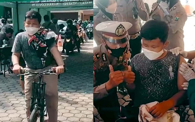 Aksi Bocah Yatim Piatu di Probolinggo Kayuh Sepeda demi Ikut Vaksin