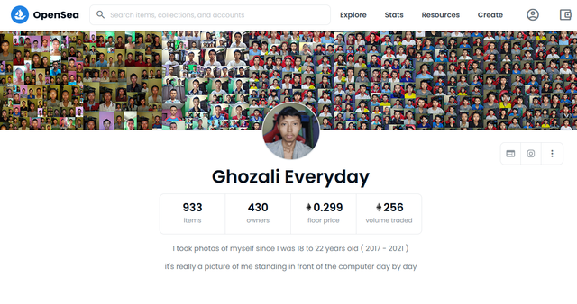 Ghozali menjual potret dirinya sebagai NFT di OpenSea Foto: Screenshot