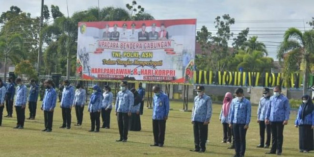 Para ASN di Kota Palangka Raya saat menggelar apel pagi beberapa waktu lalu.