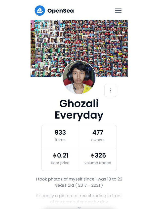 Ghozali Everyday di marketplace OpenSea | Foto: Screnshot OpenSea