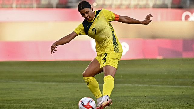 Pemain sepak bola wanita Australia Sam Kerr. Foto: Jeff Pachoud/AFP