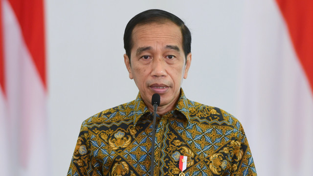 Presiden Joko Widodo dalam Pertemuan Tahunan Industri Jasa Keuangan Tahun 2022 dan Peluncuran Taksonomi Hijau Indonesia secara virtual di Istana kepresidenan, Kamis (20/1/2022). Foto: Muchlis Jr/Biro Pers Sekretariat Presiden