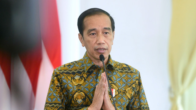 Presiden Joko Widodo dalam Pertemuan Tahunan Industri Jasa Keuangan Tahun 2022 dan Peluncuran Taksonomi Hijau Indonesia secara virtual di Istana kepresidenan, Kamis (20/1/2022). Foto: Muchlis Jr/Biro Pers Sekretariat Presiden