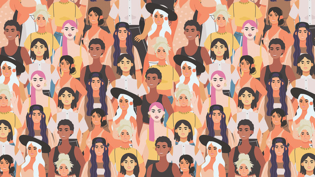 Ilustrasi beragam wanita kuat cantik yang berjuang untuk kesetaraan dan hak. Foto: KatePilko/Shutterstock