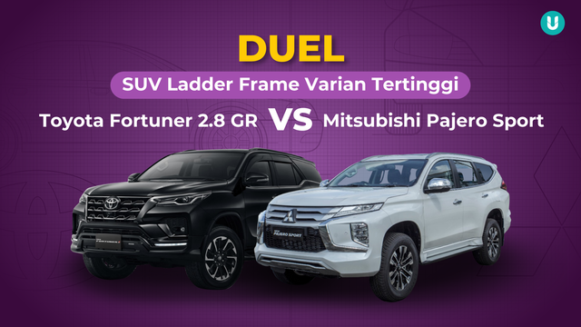Infografik komparasi Toyota Fortuner 2.8 GR Sport vs Mitsubishi Pajero Sport. Foto: kumparan
