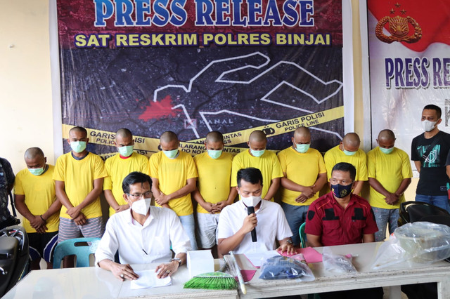 Jumpa pers kasus pembunuhan di Polres Binjai, jumat (21/1). Foto: Dok: Istimewa