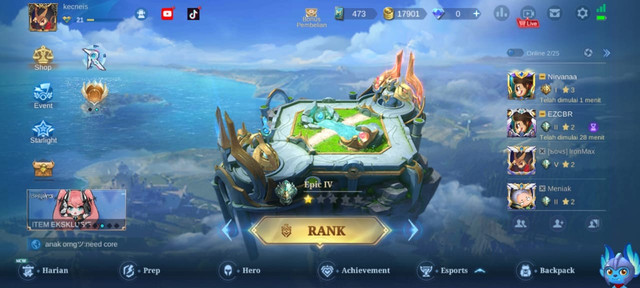 Masuk ke Dalam Lobby Game di Mobile Legends. (Foto: Mobile Legends)