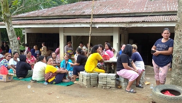 Warga di Langkat yang mendukung keberadaan kerangkeng di rumah Bupati Langkat Terbit Rencana Perangin-Angin. Foto: Dok. Istimewa