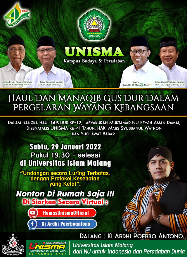 Unisma selenggarakan Haul Gus Dur ke-12, Syukuran Muktamar PBNU, serta Dies Natalis Unisma ke-42. dok