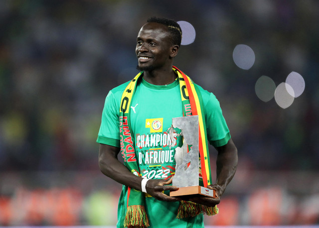 Ekspresi Sadio Mane usai bawa Senegal juara Piala Afrika. Foto: Mohamed Abd El Ghany/REUTERS