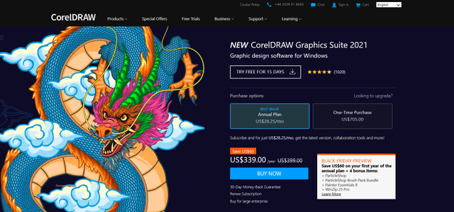 Laman corel draw X7. Foto: Tangkapan layar situs web Corel Draw.
