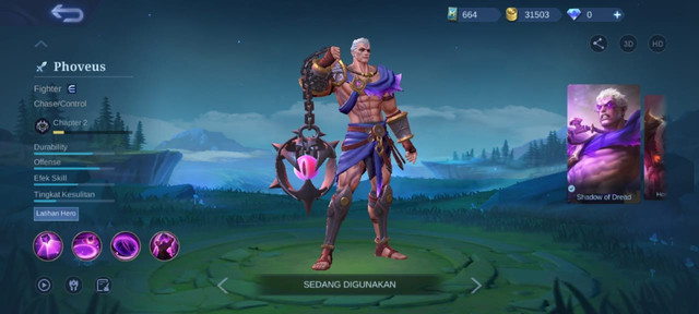 Hero Phoveus di Mobile Legends. (Foto: Tangkapan Layar di Mobile Legends)