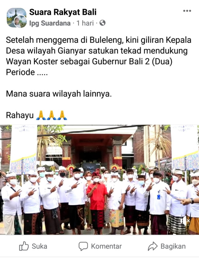 Secreenshot video dukungan bagi Koster dua periode di Pilgub Bali - IST