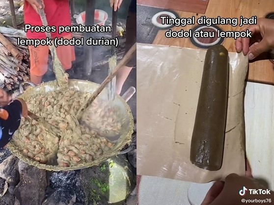 Proses pembuatan lempok durian. Foto: Tangkapan Layar TikTok @yourboys76