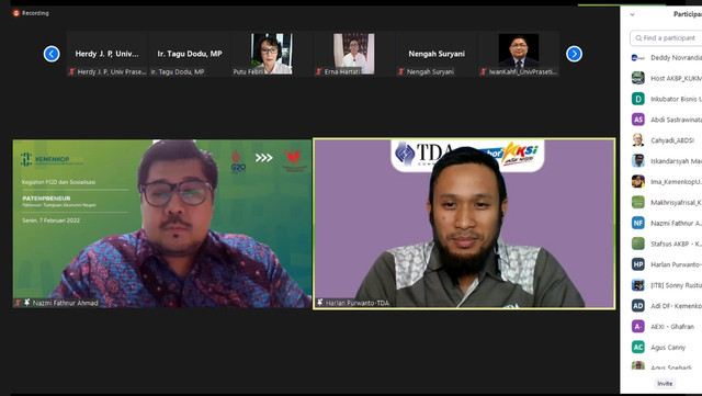 Komunitas TDA diundang khusus Kemenkop dan UKM dalam Forum Group Discussion. 