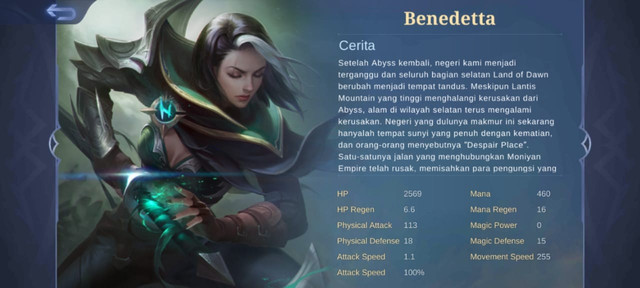 Kemampuan Hero Benedetta. (Foto: Tangkapan Layar di Mobile Legends)