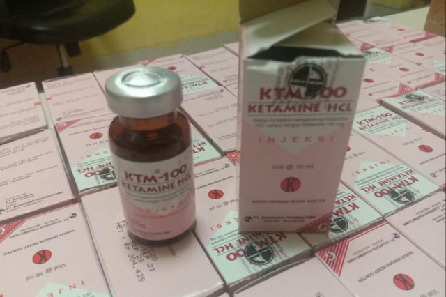 Obat bius medis jenis KTM-100 Ketamine HCL yang diamankan petugas Ditpam BP Batam.