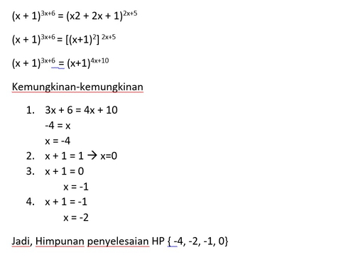 Tentukan himpunan penyelesaian dari persamaan berikut