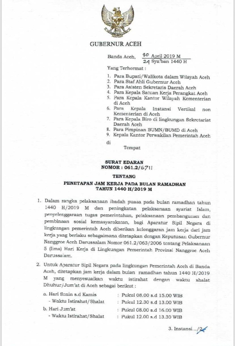 Pemprov Aceh Keluarkan Edaran Khusus Bagi Asn Selama Ramadhan Kumparan 