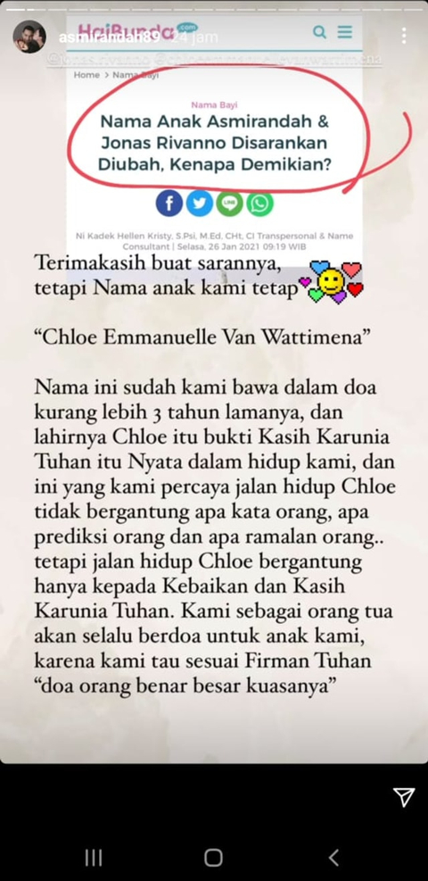 Diminta Untuk Ubah Ternyata Ini Arti Nama Anak Asmirandah Yang Penuh Makna Kumparan Com