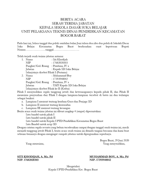 Contoh Berita Acara Serah Terima Jabatan Dan Cara Membuatnya Kumparan Com