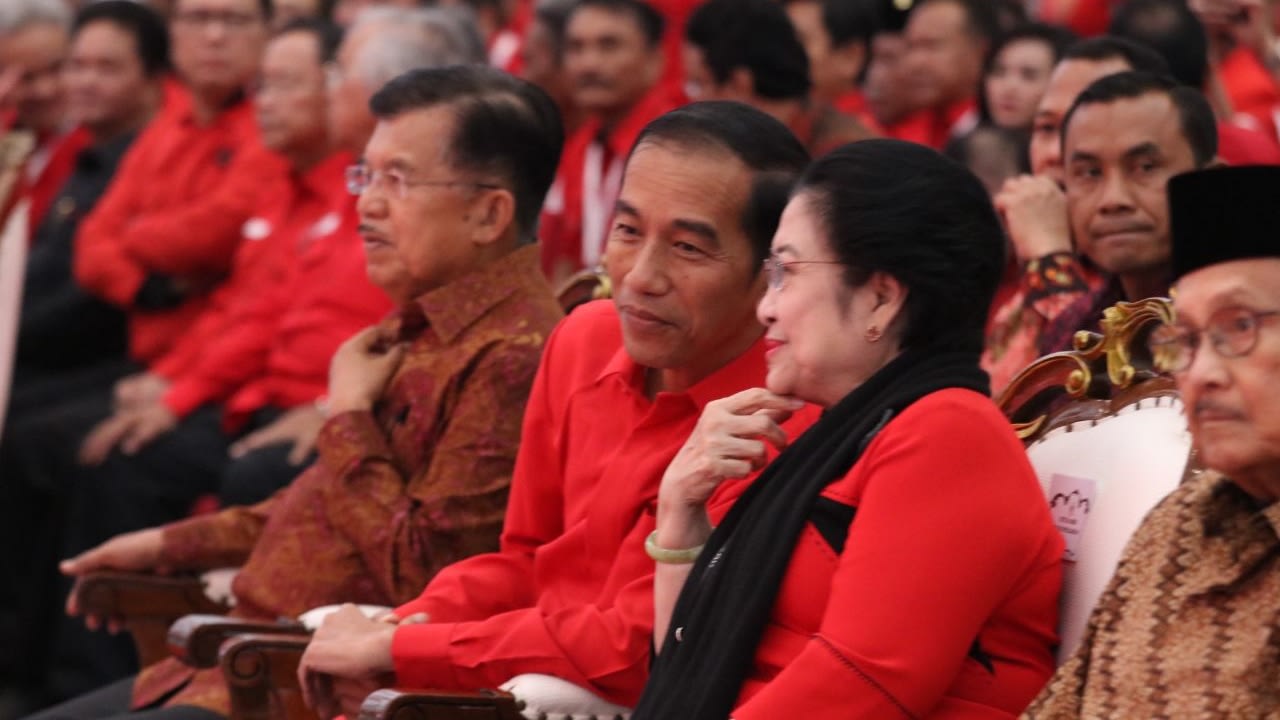 Jokowi, JK, Habibie, Mega di Rakornas PDIP